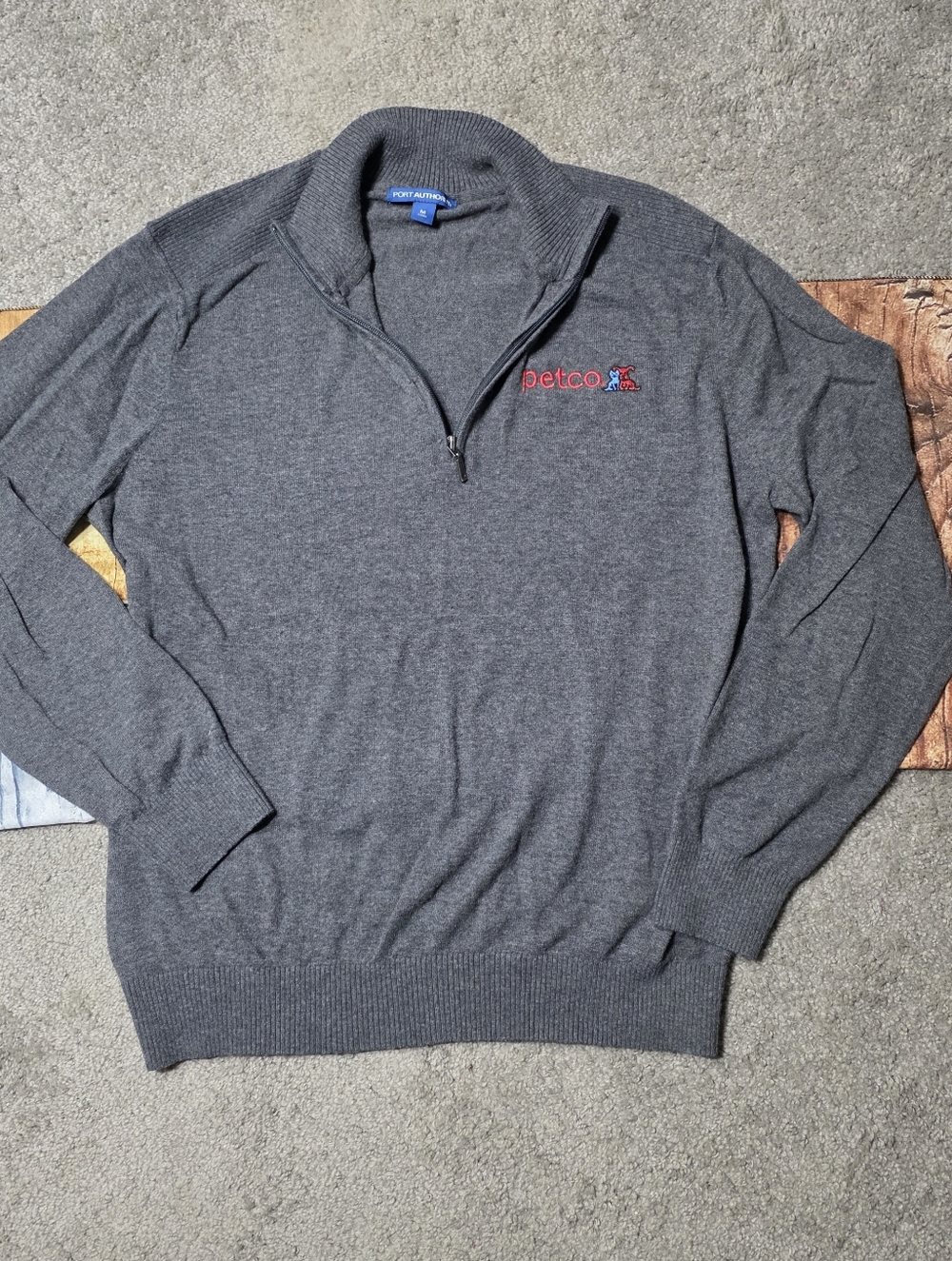 Petco Quarter Zip Pullover Sweater, Gray, Medium